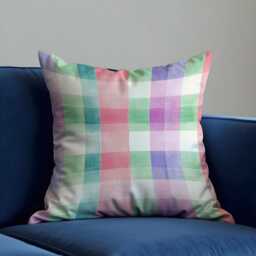 Pastel Gingham Cushion Cover, Soft Watercolor Checkered Pillowcase, Spring Throw Pillow 18x18 - thumbnail 2