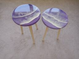 Live Edge Resin Ocean Wave Coffee Table Nautical Beach House Decor - thumbnail 1
