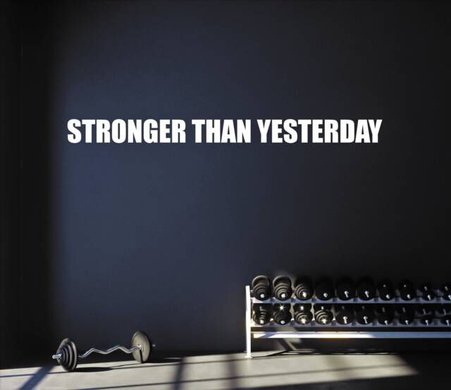 Fitness Studio Decor, Stronger Than Yesterday Wall Decal, Gym Wall Sticker, Gift Idea, Decal For 136 - image 1