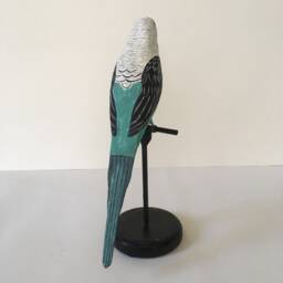 Paper Mache Parakeet Sculpture, Paper Mach?? Bird - thumbnail 2