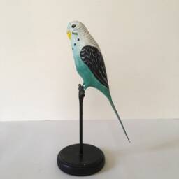 Paper Mache Parakeet Sculpture, Paper Mach?? Bird - thumbnail 1