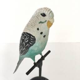 Paper Mache Parakeet Sculpture, Paper Mach?? Bird - thumbnail 3