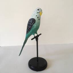 Paper Mache Parakeet Sculpture, Paper Mach?? Bird - thumbnail 4