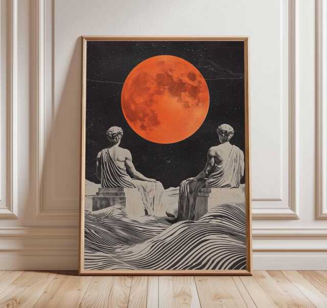 Surreal Greek Statue Poster, Retro Futurist Wall Art, Classical Decor, Modern Apartment Space Print, Interiors, Sci-Fi Poster - image 1
