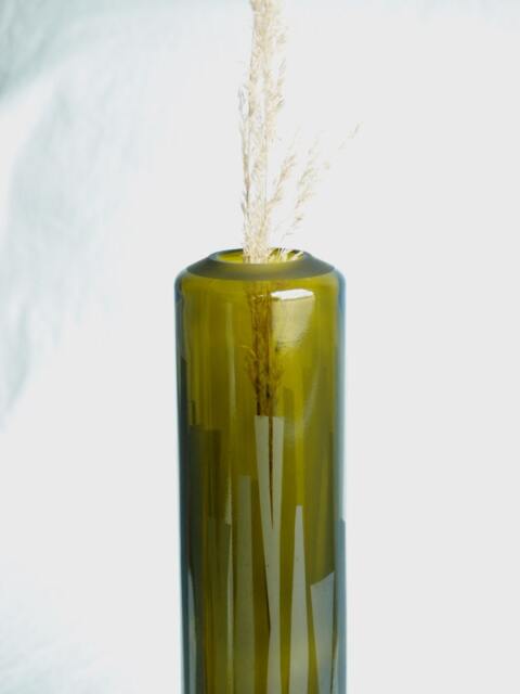 Vase With Etched Glass Design - Made From A Reclaimed Oil Bottle - image 1