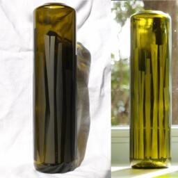 Vase With Etched Glass Design - Made From A Reclaimed Oil Bottle - thumbnail 2