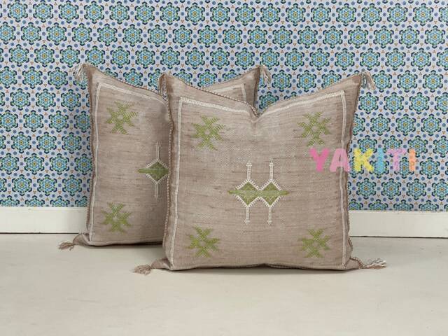 Yakiti-Light Salmon Square Moroccan Pillows 20x20, Aka Cactus Silk Pillow, Sabra Pillows, Outdoor Luxury Pillow, Durable & Weather Resistant - image 1