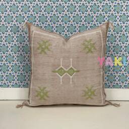Yakiti-Light Salmon Square Moroccan Pillows 20x20, Aka Cactus Silk Pillow, Sabra Pillows, Outdoor Luxury Pillow, Durable & Weather Resistant - thumbnail 3