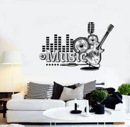Wall Vinyl Music Rock Guitar Guaranteed Quality Decal Mural Art 1512Dz - thumbnail 1