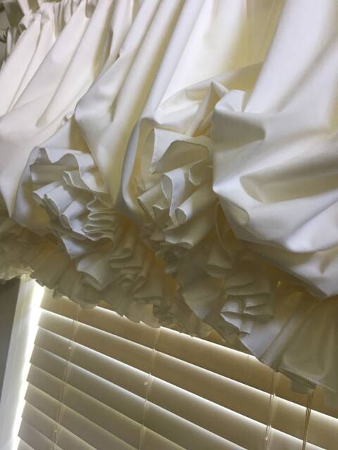 Off White Parchment Double Ruffle Balloon Curtain Valance - image 1
