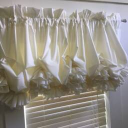 Off White Parchment Double Ruffle Balloon Curtain Valance - thumbnail 4