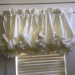 Off White Parchment Double Ruffle Balloon Curtain Valance - thumbnail 2