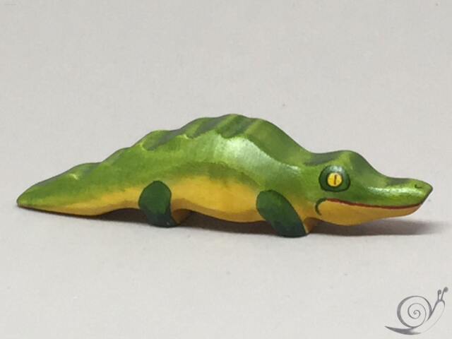 Toy Crocodile Baby Wooden Green Yellow Red Colourful Small Size 10, 0 X 2, 0 cm - Bxhxs Approx. 20, 0 Gr - image 1