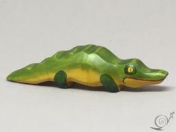 Toy Crocodile Baby Wooden Green Yellow Red Colourful Small Size 10, 0 X 2, 0 cm - Bxhxs Approx. 20, 0 Gr - thumbnail 1
