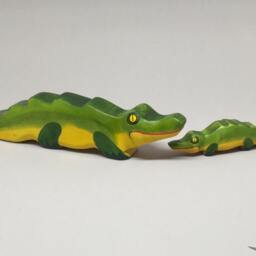 Toy Crocodile Baby Wooden Green Yellow Red Colourful Small Size 10, 0 X 2, 0 cm - Bxhxs Approx. 20, 0 Gr - thumbnail 4