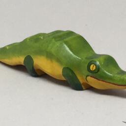 Toy Crocodile Baby Wooden Green Yellow Red Colourful Small Size 10, 0 X 2, 0 cm - Bxhxs Approx. 20, 0 Gr - thumbnail 3
