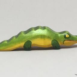 Toy Crocodile Baby Wooden Green Yellow Red Colourful Small Size 10, 0 X 2, 0 cm - Bxhxs Approx. 20, 0 Gr - thumbnail 2