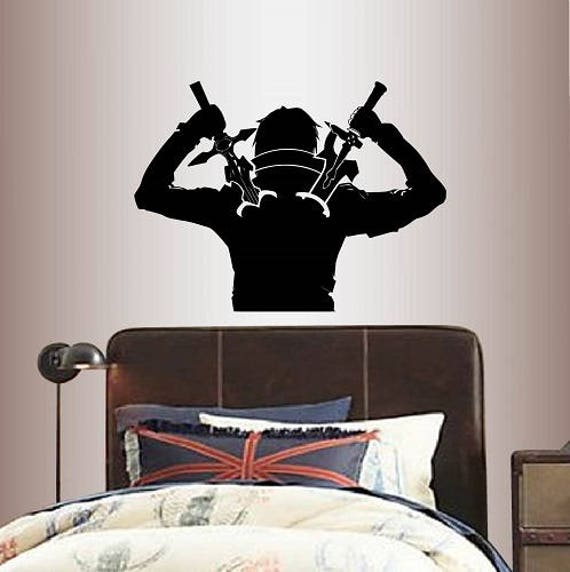 In-Style Decals Wall Vinyl Decal Home Decor Art Sticker Anime Manga Ninja Warrior Fighter Swords Guy Kids Boys Teen Room Stylish Design 1274 - image 1