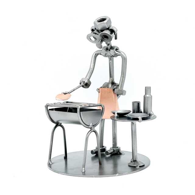 Handmade Barbecue Figurine Nuts & Bolts Metal Art Sculpture - image 1