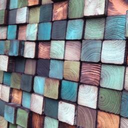 Reclaimed Pine Wood Wall Art - Green Turquoise Mosaic Sculpture - thumbnail 2