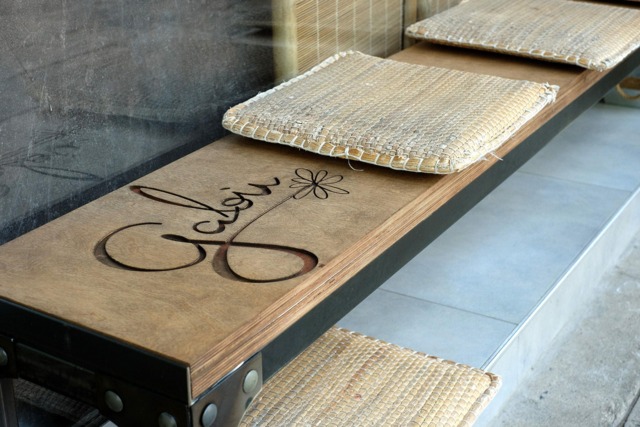 Bench With Initials, Logo Or Name Furniture Engraved Personalized Furniture Custom Bench Wood & Metal - image 1