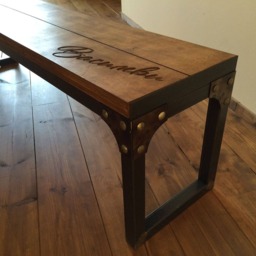 Bench With Initials, Logo Or Name Furniture Engraved Personalized Furniture Custom Bench Wood & Metal - thumbnail 2