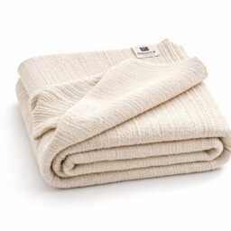 Recycled Cotton Blanket - Portuguese Woven Sofa Throw Large Bedspread 170x220cm Natural Sustainable Home Decor - thumbnail 3