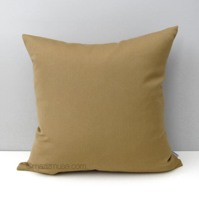 Sale, Set Of Four Brass Sunbrella?? Outdoor Pillow Covers, Modern Throw Cushions For Patio & Dining Chairs, Old Gold, Mazizmuse - image 1