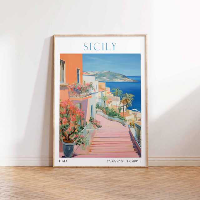Sicily Travel Print, Wall Art, Poster, Italy Art - image 1