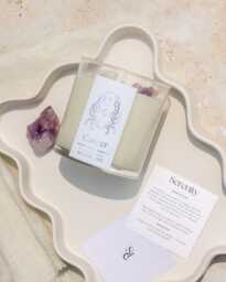 Iridescent Cancer Candle With Crystals Handmade Zodiac Gift - thumbnail 1
