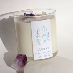 Iridescent Cancer Candle With Crystals Handmade Zodiac Gift - thumbnail 3