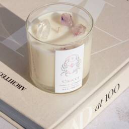 Iridescent Cancer Candle With Crystals Handmade Zodiac Gift - thumbnail 2