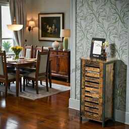 Industrial Wood & Steel Nightstand Shoe Rack Cabinet Rustic Bedside Side Table - thumbnail 2