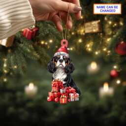 Custom Name Cavalier King Charles Spaniel Dog Christmas Personalized Ornament, Tree Hanging Decor, Flat 2D Ornament Acrylic/ Wooden - thumbnail 2