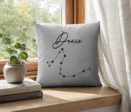 Draco Zodiac Constellation Pillow, Astrology Gift, Star Sign Cushion, Celestial Decor, Cotton Throw Astronomy Lover Gift