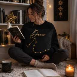 Draco Zodiac Constellation Pillow, Astrology Gift, Star Sign Cushion, Celestial Decor, Cotton Throw Astronomy Lover Gift - thumbnail 3