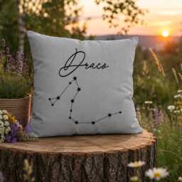 Draco Zodiac Constellation Pillow, Astrology Gift, Star Sign Cushion, Celestial Decor, Cotton Throw Astronomy Lover Gift - thumbnail 2