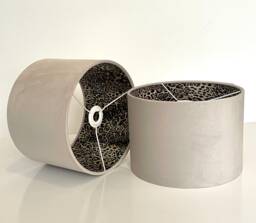 New Luxury Hq Double Sided Linen Velvet & Leopard Print Grey Combination Lamp Shade Pendant Light - thumbnail 1