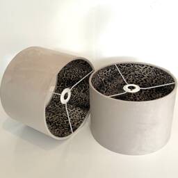 New Luxury Hq Double Sided Linen Velvet & Leopard Print Grey Combination Lamp Shade Pendant Light - thumbnail 3