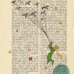 The Little Prince Flying With Birds - Book Art Print On Vintage Dictionary Page Away From His Asteroid Home - 47-N??8 - thumbnail 2