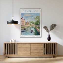 Cambridge Travel Print, Poster, United Kingdom Wall Art, Vintage University Gift - thumbnail 1