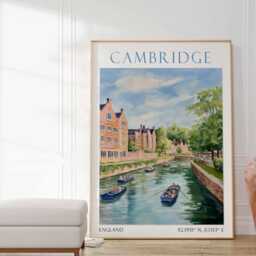 Cambridge Travel Print, Poster, United Kingdom Wall Art, Vintage University Gift - thumbnail 3