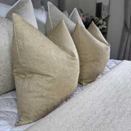 Elegant Ivory Cushion Cover, Luxury Designer Pillow Cover For Throw Bed, Herringbone Design Bella - New Home Gift - thumbnail 4