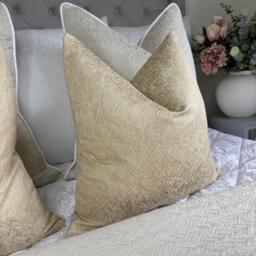 Elegant Ivory Cushion Cover, Luxury Designer Pillow Cover For Throw Bed, Herringbone Design Bella - New Home Gift