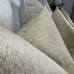Elegant Ivory Cushion Cover, Luxury Designer Pillow Cover For Throw Bed, Herringbone Design Bella - New Home Gift - thumbnail 2