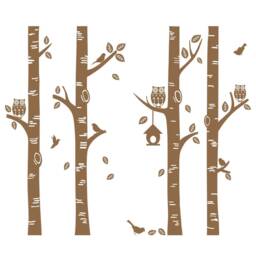 Birch Trees Forest Wall Decal Nursery Vinyl With Owl - 181