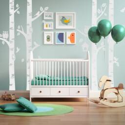Birch Trees Forest Wall Decal Nursery Vinyl With Owl - 181 - thumbnail 2