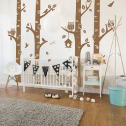 Birch Trees Forest Wall Decal Nursery Vinyl With Owl - 181 - thumbnail 3