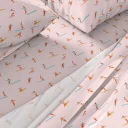 Surfer Girl Sheets - Girls Surfers Pink By Tasiania Retro Ocean Coastal Nautical Beach Cotton Sateen Sheet Set Bedding Spoonflower - thumbnail 2