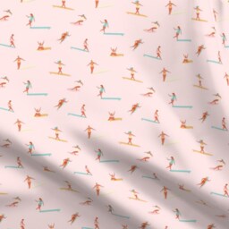 Surfer Girl Sheets - Girls Surfers Pink By Tasiania Retro Ocean Coastal Nautical Beach Cotton Sateen Sheet Set Bedding Spoonflower - thumbnail 4